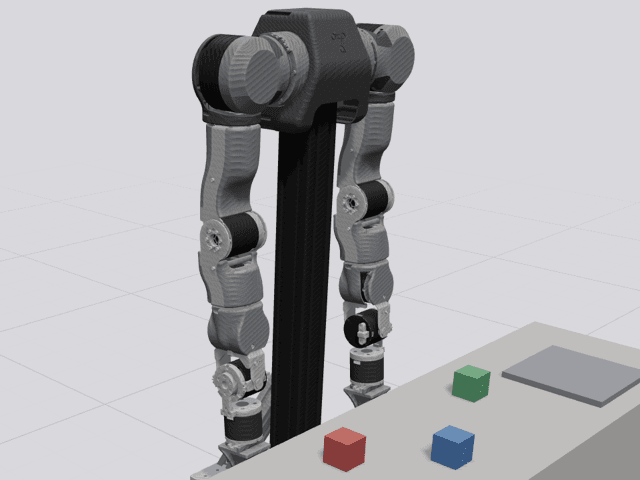OpenArm v1 (bimanual), rendered from its simulation